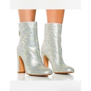 Azalea Wang Honey Bunch Crystal Boots Sz 11 Y2K Party Glam Rhinestone Disco